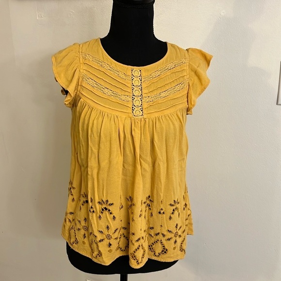American Eagle Boho Top with Keyhole Button, Sz. S. - Picture 1 of 11